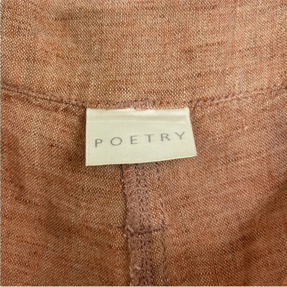 Poetry light pink 100% Linen High-waisted pants women's size 12 - Picture 5 of 8